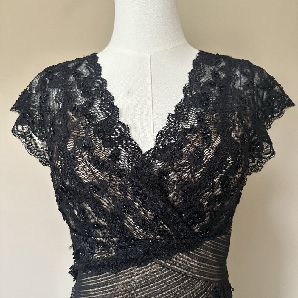 Marina Black Lace Little Black Dress Women 6 Beaded Cocktail Black Tie Wedding - Picture 4 of 9